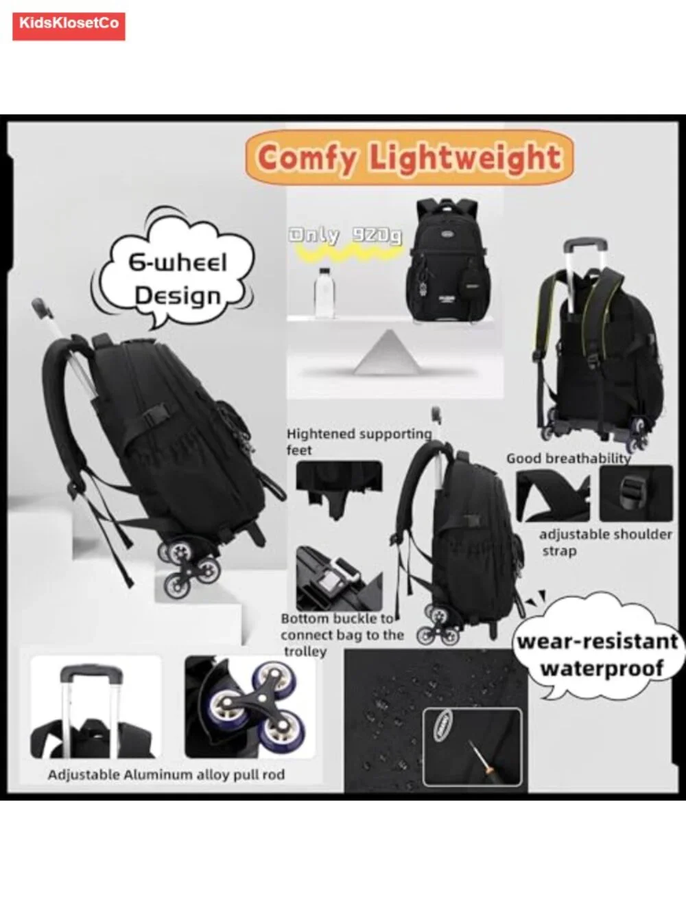 Kids Rolling Backpack with Lunch Box Set